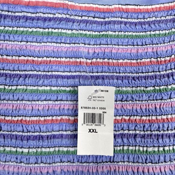 GAP Womens Babydoll Tank Dress XXL Blue Striped Rainbow Smocked Coastal Beachy - Picture 10 of 11